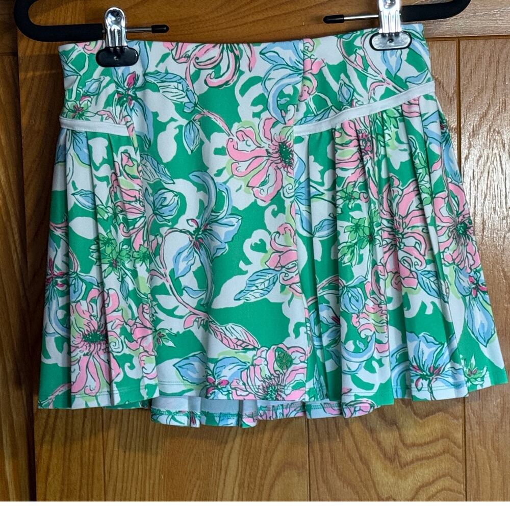 Lilly Pulitzer Luxletic Bacio Skort Spearmint Blossom Views XS